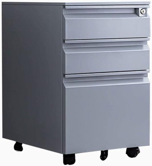 Office Desk Organizer Mobile File Cabinet with Lock and Drawers Lockable Pedestal with Silent Slide Grey