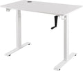 UNICOO Crank Adjustable Height Standing Desk Game Table Home Office Table Computer Desk with USB and Wireless Charger (NTCSET-01-White - M2)
