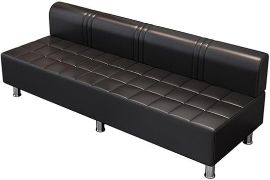 LITFAD Barber Shop Sofa Waiting Chair Modern Leisure Sofa for The Parlor Bedroom Leather Cushioned Couch Black 55 L x 21.5 W x 23.5 H