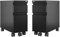 Home Square 2 Piece Pedestal Mobile Wood Filing Cabinet Set in Black