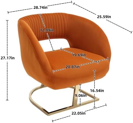 Upholstered Tufted Chair Recliner Chair for Adults with Metal Stand Textured Linen Fabric Sofa for Kids Bedroom Living Room (Orange)