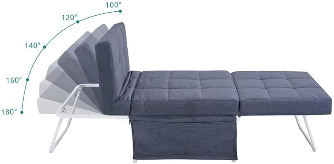 Sofa Bed 4 in 1 Multi-Function Folding Ottoman Couch Bed with Adjustable Backrest Modern Convertible Chair for Home Office Bedroom Living Room