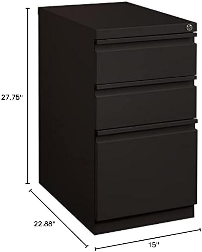 Home Square 2 Piece Pedestal Mobile Filing Cabinet Set in Black