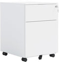 Mobile File Cabinets Steel Mobile File Cabinet with 2 Drawers Lock for Home Office Legal Letter A4 F4 Size 15.35x7.72x21.18 Inch(White)