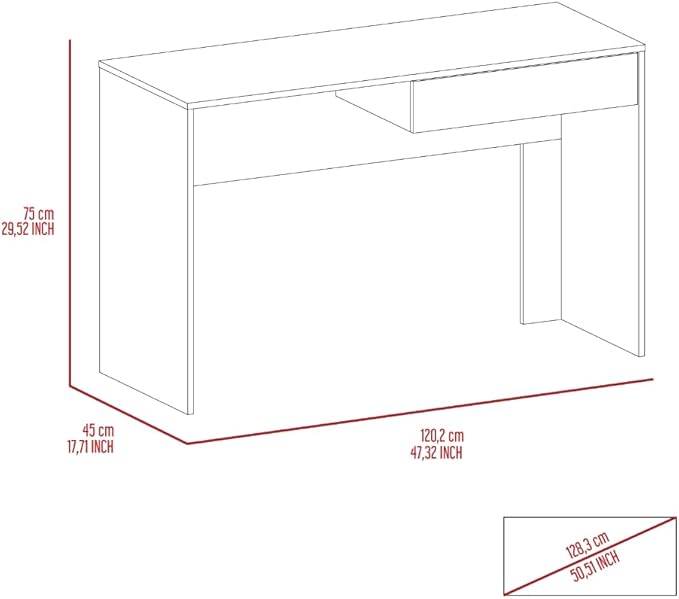 Modern Writing Desk for Home Office Compact Computer Desk with Two Drawers Black