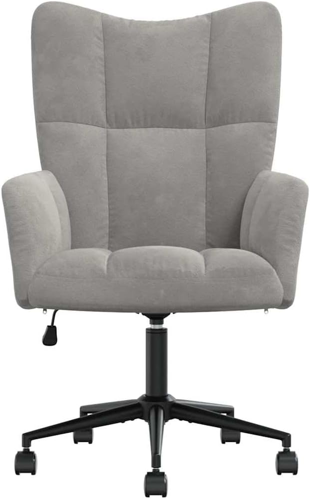 vidaXL Relaxing Chair with Adjustable Height in Light Gray Velvet Steel Frame and Swivel Mechanism - Modern Seating for Office or Living Room