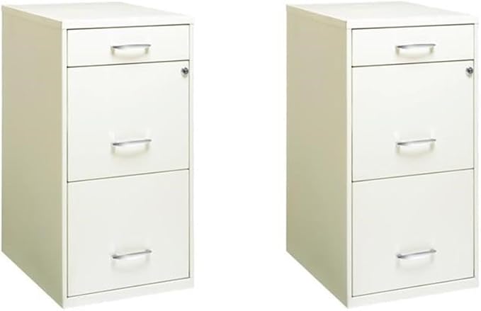 Scranton &amp Co Set of 2 18 D 3-Drawer Metal Filing Cabinet with Pencil Drawer