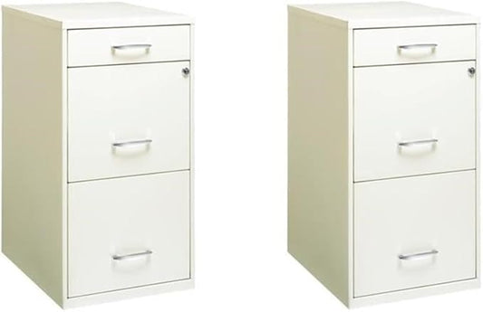 Scranton &amp Co Set of 2 18 D 3-Drawer Metal Filing Cabinet with Pencil Drawer