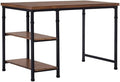 Atlin Designs Transitional Wood Desk 45 W x 26 D x 30 H Brown Stained Ash Veneer and Black Metal Frame Rustic Industrial Style 2 Shelves for Storage Home Office or Small Space Workspace