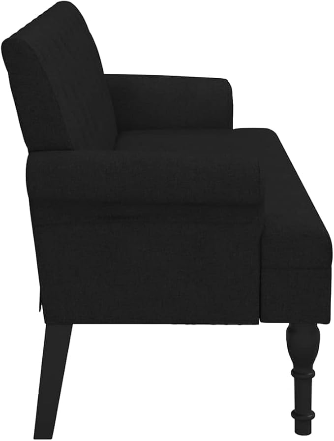 vidaXL 47 W Small Loveseat Fabric Chesterfield Sofa with Button Tufting &amp Rolled Armrests for Small Spaces 2 Seater Couch for Living Room &amp Bedroom Black