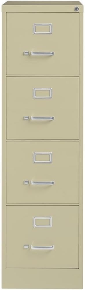 Pemberly Row 4 Drawers 52 Vertical Beige Metal Filing Cabinet Lockable Pre-Assembled Stationary Letter Size for Home Office