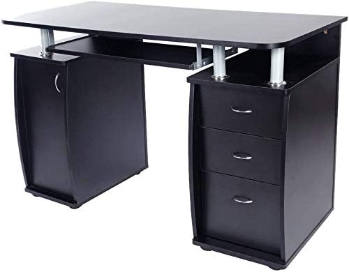 Kiwifruit Office Desk Computer Table Study Writing Desk Workstation Sturdy MDF Board w/Storage for Home Office 45 inch W x 22 inch D x 29 inch H Black