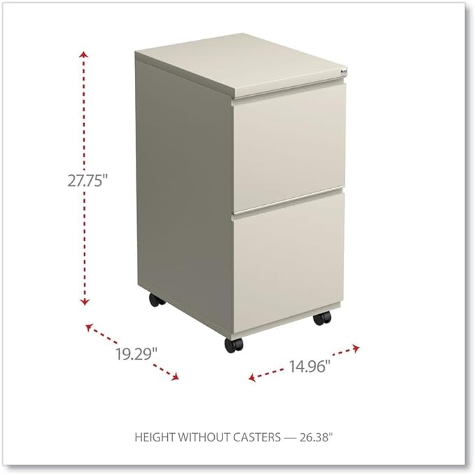Alera PBFFPY Two-Drawer Metal Pedestal File with Full-Length Pull 14 7/8w x 19 1/8d Putty