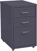 ELEFOCUS 3 Drawer Storage Cabinet Under Desk Tin File Cabinet with Wheels Office Removable Storage Cabinet(Color:Gray)