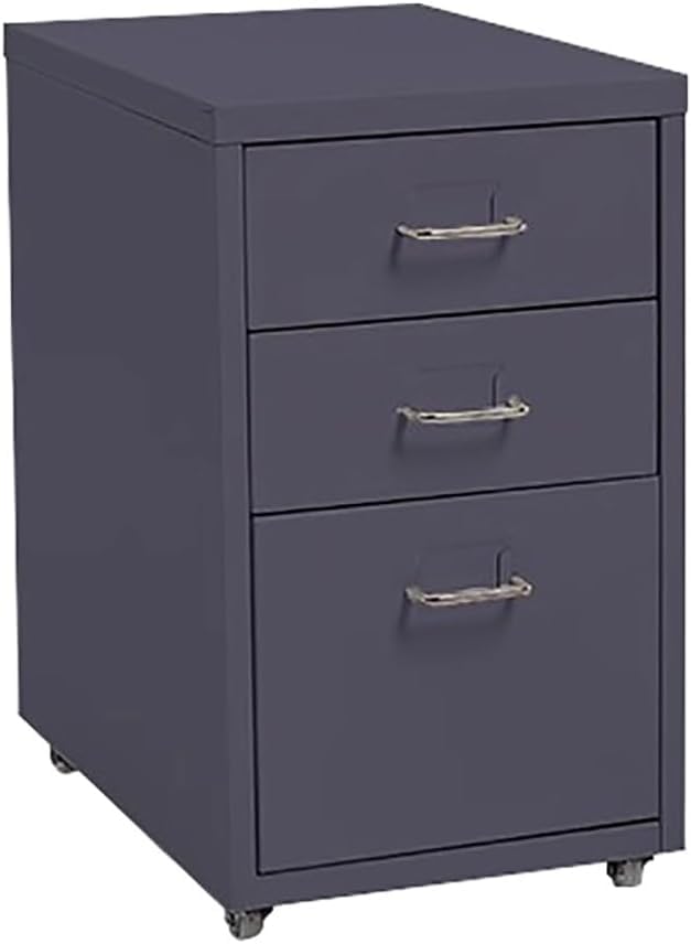 ELEFOCUS 3 Drawer Storage Cabinet Under Desk Tin File Cabinet with Wheels Office Removable Storage Cabinet(Color:Gray)