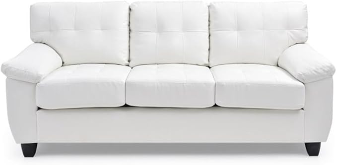 Glory Furniture Gallant Faux Leather Sofa in White