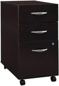 Pemberly Row 3-Drawer Mobile File Cabinet Mocha Cherry Finish Engineered Wood Brushed Nickel Hardware Locking File Storage Full-Extension Drawers Office Organizer on Wheels for Home or Workplace