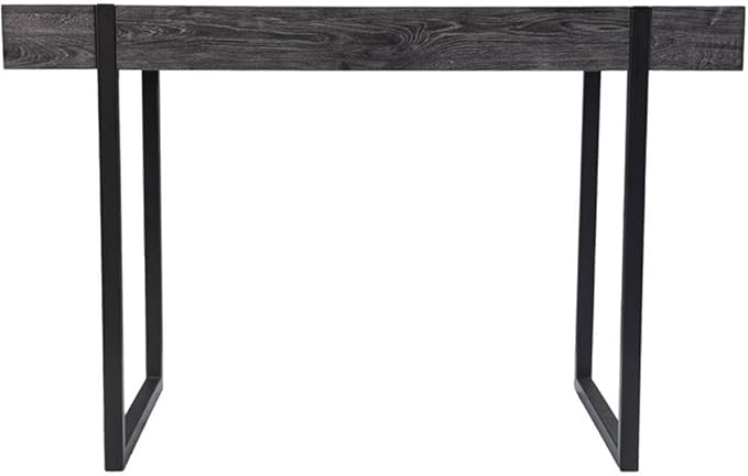 Pemberly Row Contemporary Small Space Writing Desk 45 in Wide Engineered Wood and Metal Black Oak Finish Multipurpose Modern Desk for Home Office Living Room or Dining Room Use
