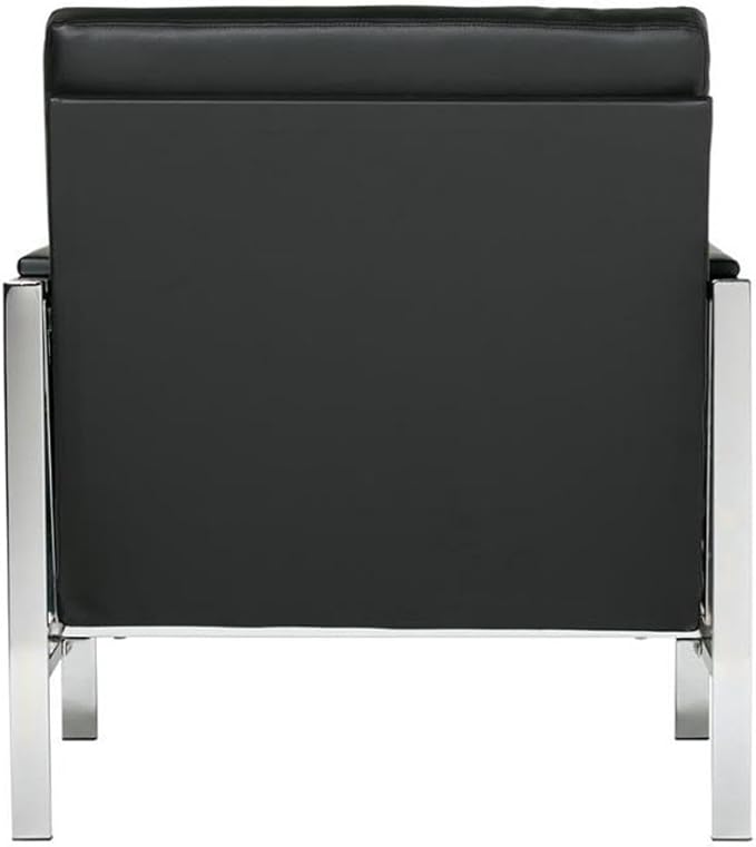 Atlas Modern Accent Chair in Blended Leather Chrome / Black