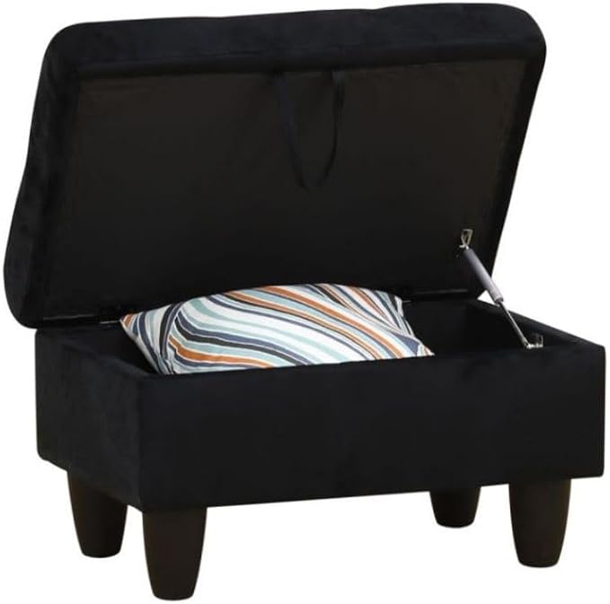 Black L-Shaped 3-Piece Flannel Sofa with Storage Ottoman Set Sectional Couch Sofa Set for Living Room Office Small Space