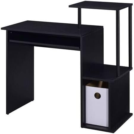 Maykoosh Computer Desk with Storage Wood Writing Desk for Home Office Black