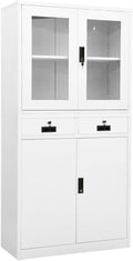 Steel Storage Cabinet Metal Office Cabinet 70.9 Steel Lockable File Cabinet Metal Tool Cabinet for for OfficeHome White 35.4x15.7x70.9 Steel and Tempered Glass(Style H)