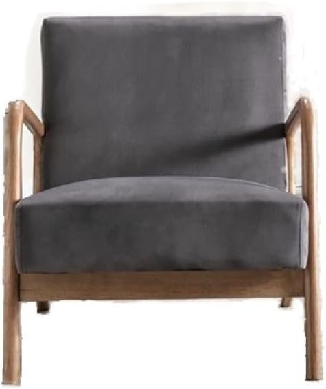Classic Mid Century Modern Accent Chairs for Living Room or Bedroom Espresso Open ed Armchair with Plush Cushioning and Velvet Fabric Gray