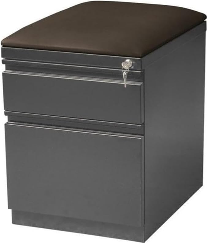 Hirsh 20-in Deep Mobile Pedestal File 2-Drawer Box/File. Black Cushion. Charcoal