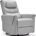 AIRSKY Leather Recliner Chair Top Grain Leather Italian Water-Washing Process Movable HeadrestRecliner Chairs for Adults Nursery Rocking ChairsSwivel Rocker Recliner Living Room ChairGreyR3