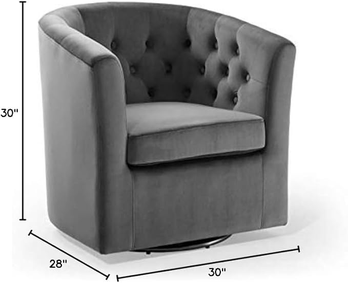 Modway Prospect Tufted Performance Velvet Swivel Armchair Charcoal 28D x 30W x 30H in