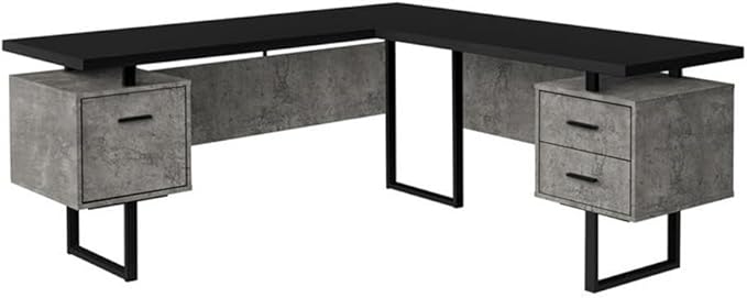 Monarch Specialties I 7617 Computer Desk Home Office Corner Left Right Set-up Storage Drawers 70 L L Shape Work Laptop Metal Laminate Grey Black