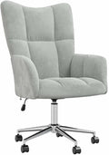 vidaXL Relaxing Chair - Light Gray Velvet Upholstered Armchair with Adjustable Height and Swivel Function for Home/Office Use 328161