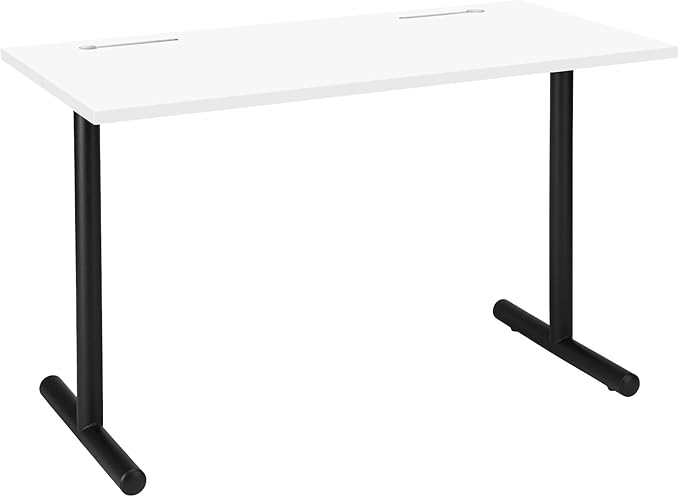 Laura Davidson Furniture Lenox Computer Desk for Home or Office Minimalistic Modern and Commercial-Grade with Black Metal Legs and White Wood Top