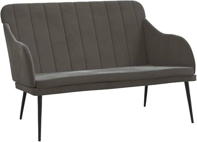 Dark Gray Velvet Loveseat Sofa with Adjustable Armrests Modern Contemporary Fabric Upholstered Furniture for Living Room Durable Steel Frame and Plywood Medium Design