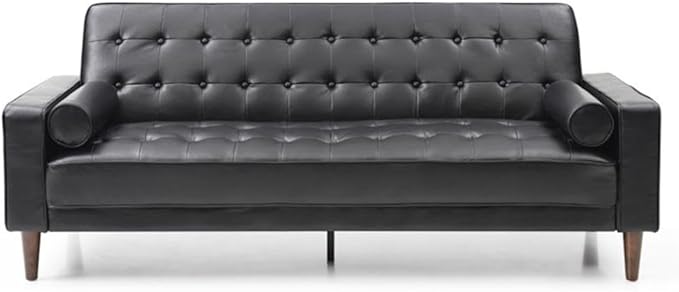 Glory Furniture Andrews Faux Leather Sleeper Sofa in Black