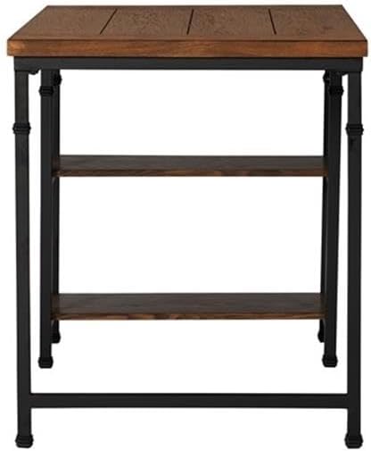 UrbanPro Transitional Wood Desk with 2 Shelves 45W x 26D x 30H Ash Veneer and Metal Brown Stained and Black Finish Rustic Industrial Style Sturdy Home Office Desk for Work Essentials Storage