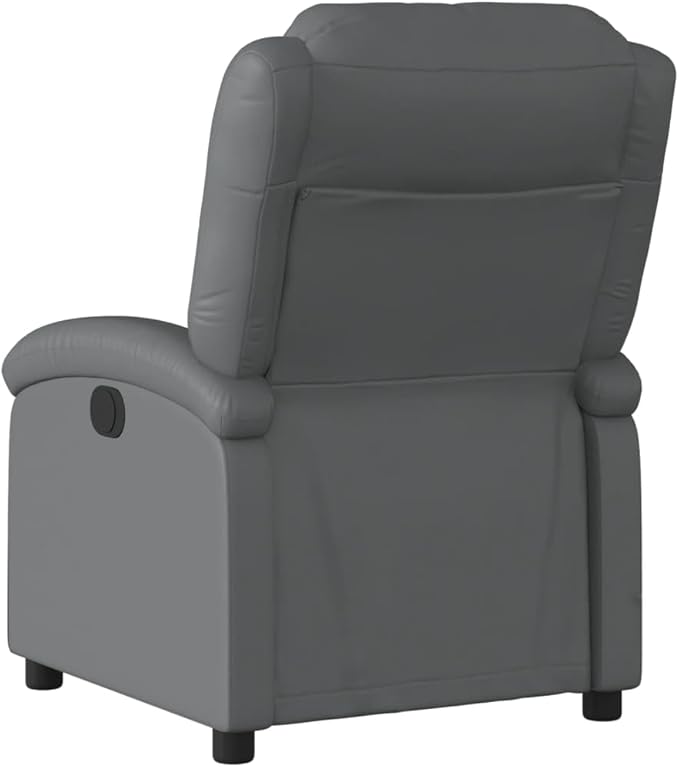 vidaXL Modern Recliner Chair in Gray Faux Leather with Adjustable Footrests and Side Pocket for Living Room Bedroom Office Use Chairs Reclining Armchair Elderly TV Sofa Push