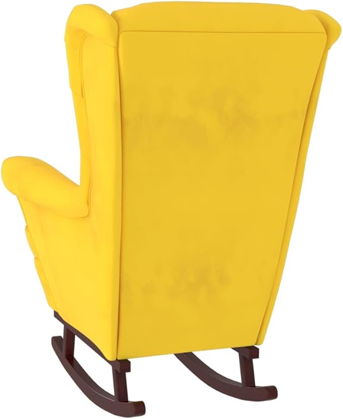 Rocking Chair Rubber Wood Legs Velvet Yellow Rocking Chair Living Room Chair Bedroom