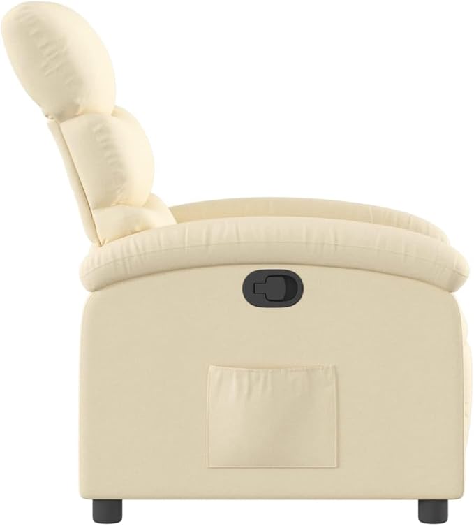 vidaXL Cream Recliner Chair with Adjustable Recline Armchair for Living Room Home Theater Smooth Fabric Supportive Single Sofa Reclining Comfortable Cushioned Upholstery Contemporary