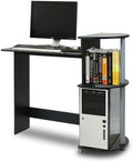 Furinno COMPACT Desk 28.5 Wide Gaming Desk with Shelves Computer Desk with Book Shelf Office Desk for Home Office Study Room Dorm Bedroom Black