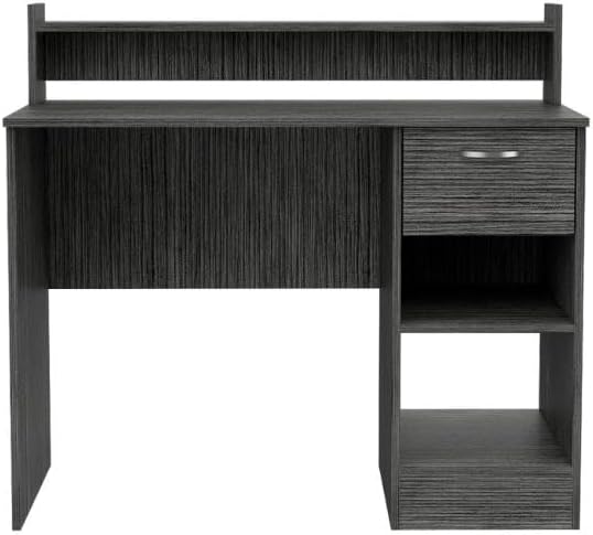2-Shelf 1-Drawer Writing Work Study Desk Computer Desk Smokey Oak for Home Office Living Room