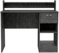 Smokey Oak Writing Desk with 1 Drawer &amp 2 Shelves - Compact Home Office Desk