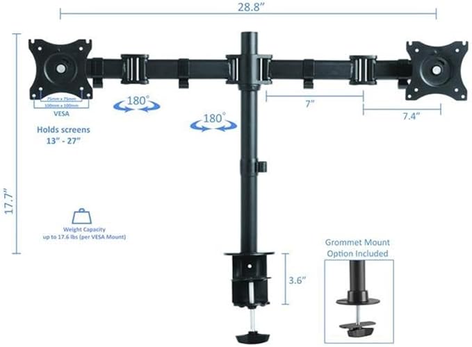 Pemberly Row Standing Desk Converter Adjustable Height Riser Black MDF Surface 31.5 x 16.4 Desktop Includes Dual Monitor Arm &amp Tablet Holder Ergonomic Keyboard Tray Home Office Use