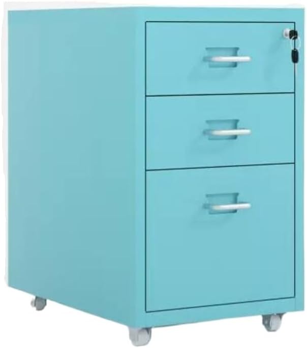 File Cabinet Tin Storage Data Storage Cabinet Under Desk with Lock Mobile Drawer Cabinet (Color : Blue)