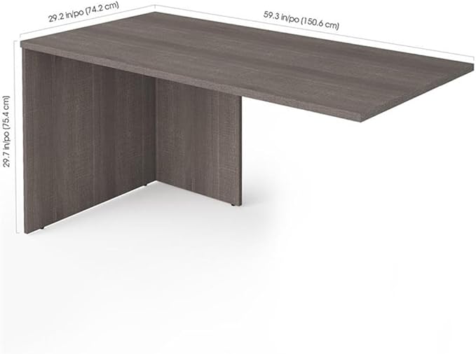Pemberly Row Modern Wooden Desk Return Table 59 in Bark Gray Finish Sleek Design Timeless Aesthetic Durable Workspace Desk Extension for Home Office or Study