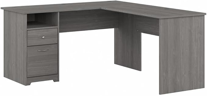 Bush Home Cabot 60W L Shaped Computer Desk with Drawers Modern Gray