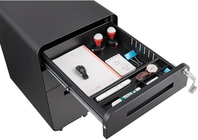 3-Drawer Mobile Filing Cabinet with Lock Metal Filing Cabinet to be Installation Required (YH-Black)