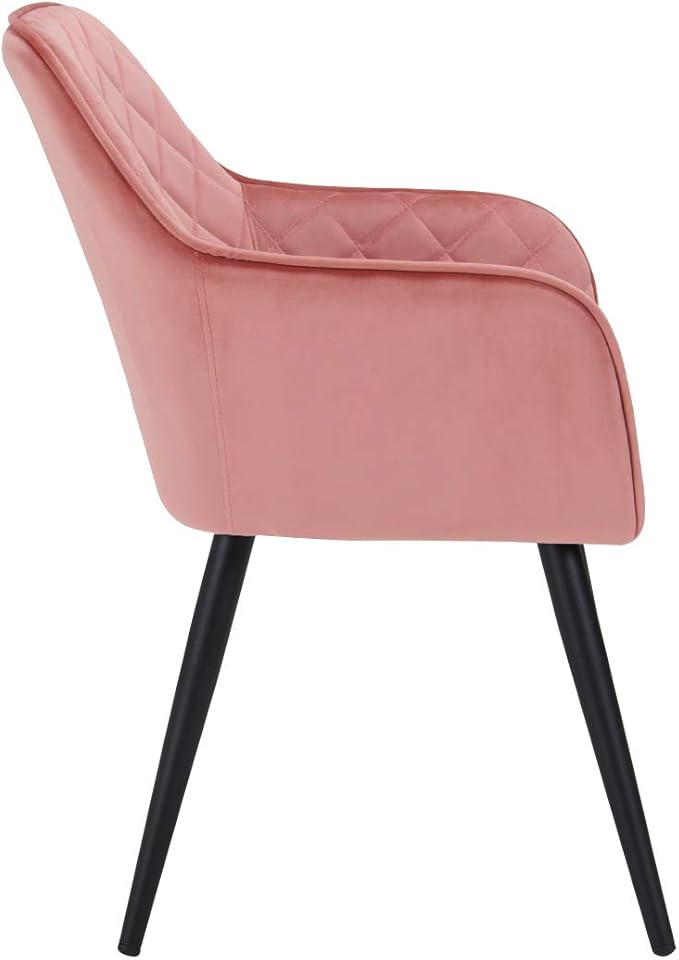 DUHOME Accent Chair with ArmrestReception Chair Mid-Century Upholstered Leisure Chairs Modern Metal Frame Legs Velvet Padded Seat Easy Assembly Pink