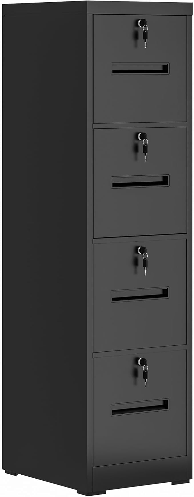 4 Drawer Metal Vertical File Cabinet with Locking Drawers for Home OfficeUnder Desk Storage Small Filing Cabinet OrganizerLetter/Legal/A4/F4 SizeAssemble RequiredBlack-4Drawer-C