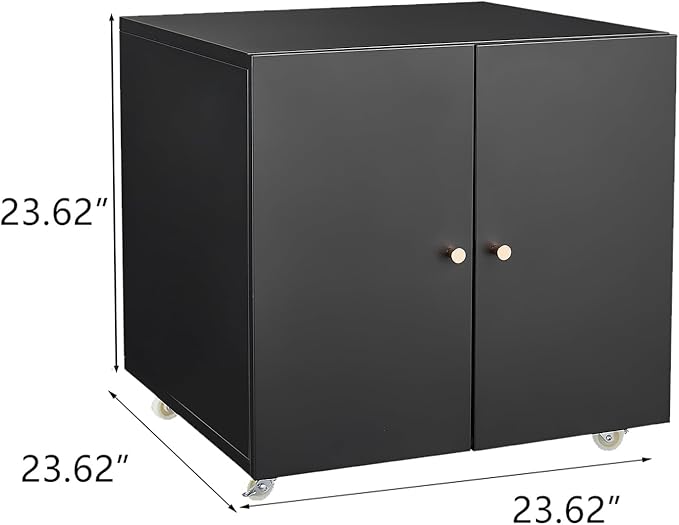 Mobile Lateral File Cabinet with Door Rolling Filing Cabinet Printer Stand with Storage Shelf Wheels Metal File Organizer for Home Office Small Spaces Tall Black